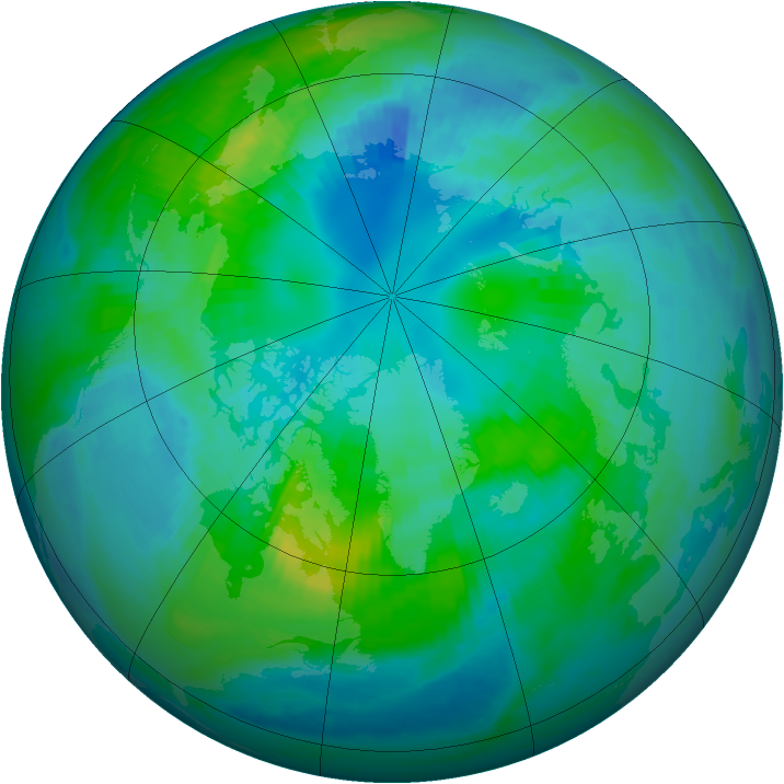 Arctic ozone map for 16 October 1986
